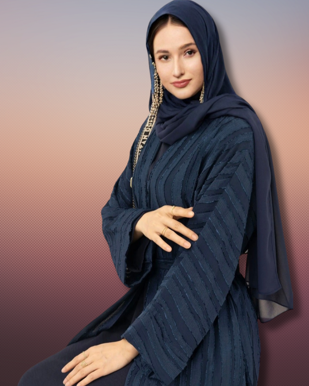 Corinne Abaya Two Piece Set - Kimono with inner dress