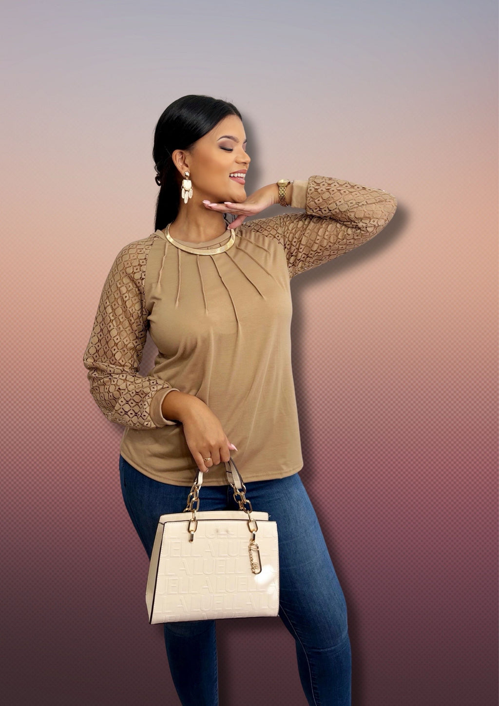 Blouse with Lace Sleeves