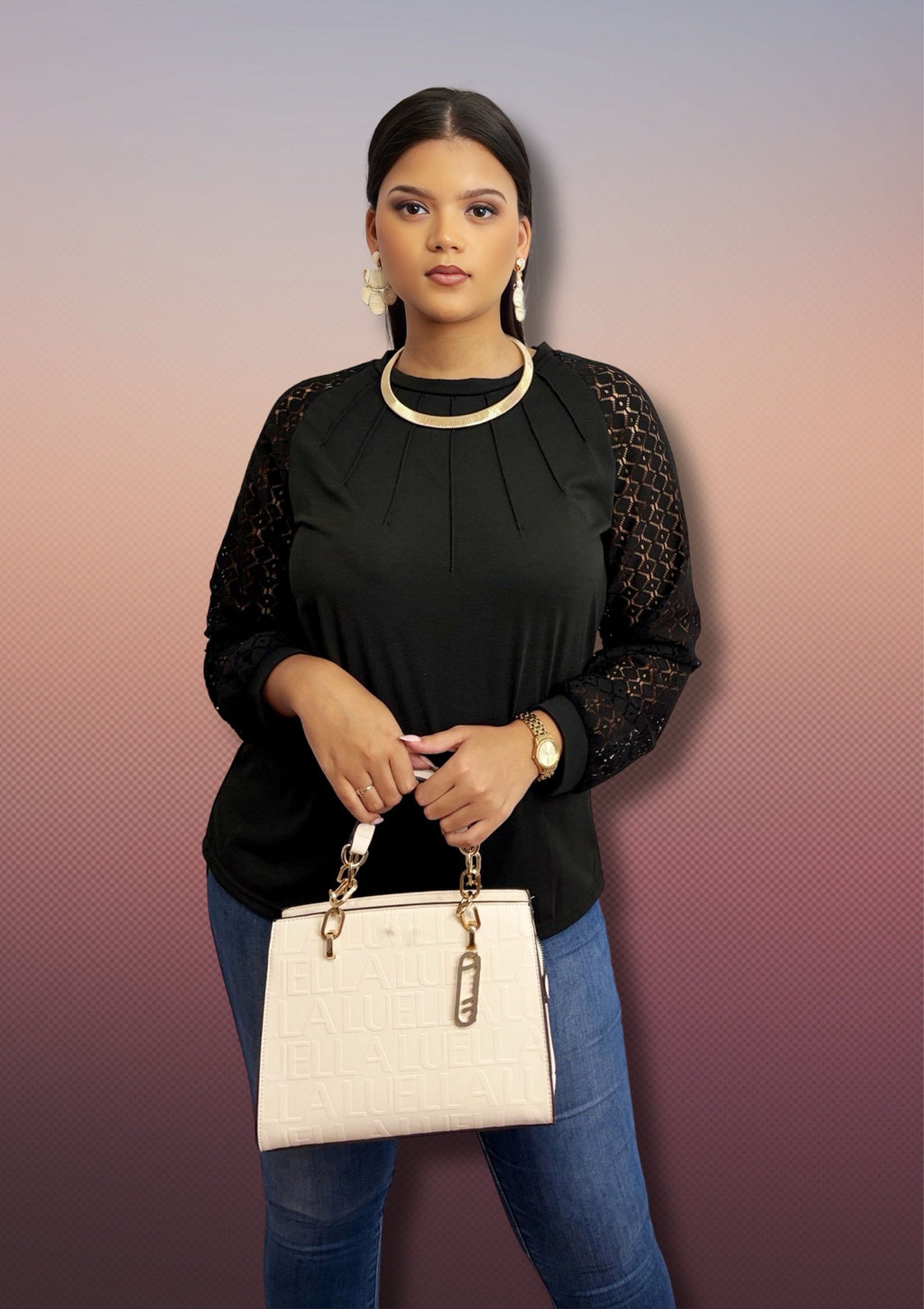 Blouse with Lace Sleeves