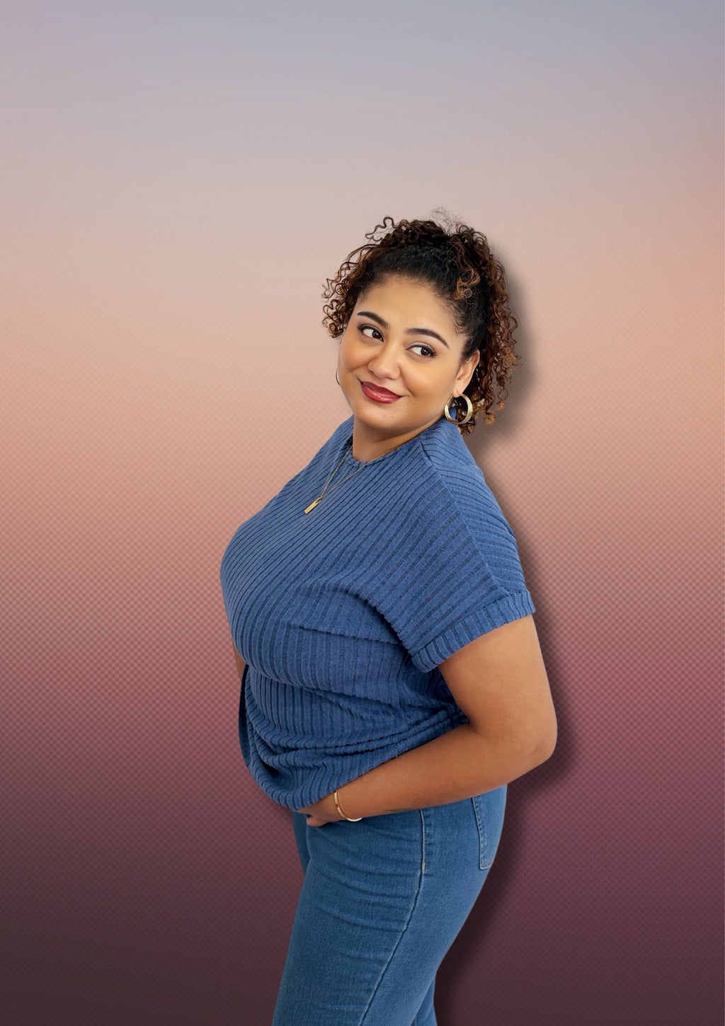 Short Sleeve Ribbed T Shirt Loose Fit