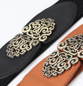 Retro Carved Double-Buckle Elastic Waist Belt